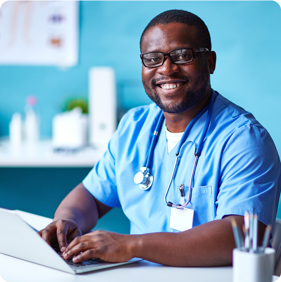 Male Nures on Laptop